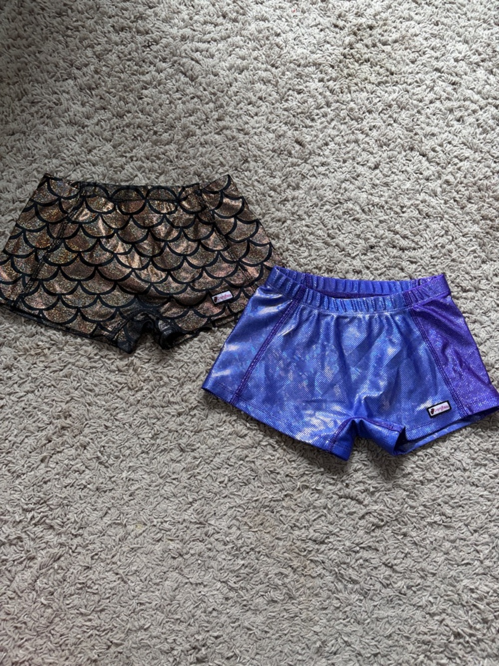 Crazy Pants Two Girls' Shiny Dance Shorts - Black/Gold & Metallic Purple